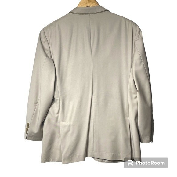 Brooks Brothers 1818 Fitzgerald 100% Wool Beige Suit Coat Blazer Size 43R W37 - Picture 3 of 16